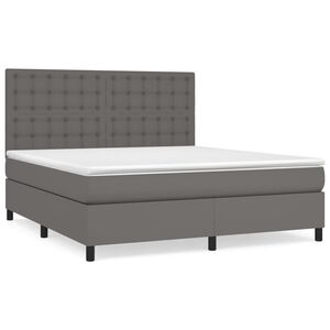 vidaXL Cama box spring con colch&oacute;n cuero sint&eacute;tico gris 180x200 cm