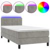 vidaXL Cama box spring colch&oacute;n y LED terciopelo gris claro 90x190 cm
