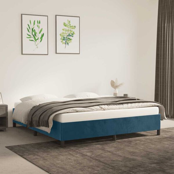 vidaXL Estructura de cama sin colch&oacute;n terciopelo azul oscuro 180x200cm