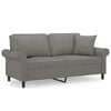 vidaXL Sof&aacute; 2 plazas con almohadas y cojines tela gris oscuro 140 cm