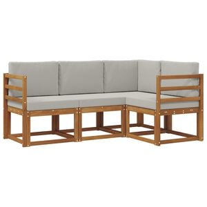 vidaXL Conjunto de sof&aacute;s de exterior 4 pcs Gris Natural y Claro