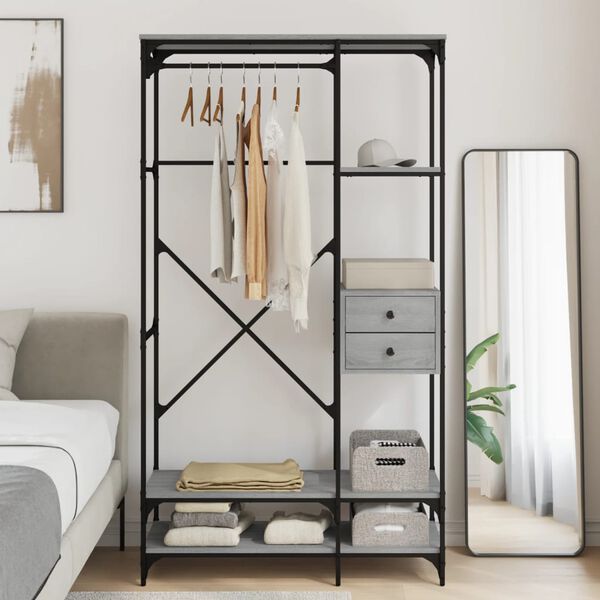 vidaXL Armario con cajones madera ingenier&iacute;a gris Sonoma 100x40x180 cm