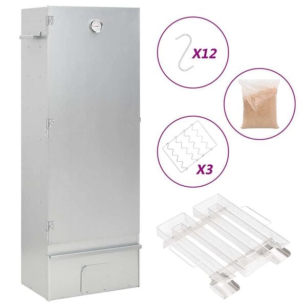 vidaXL Horno ahumador de BBQ con generador humo fr&iacute;o acero galvanizado