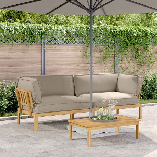 vidaXL Juego de Sof&aacute; con coj&iacute;n 2 pcs Taup&eacute; Madera de Acacia S&oacute;lida