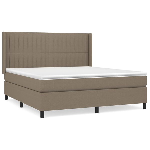 vidaXL Cama box spring con colch&oacute;n tela gris taupe 180x200 cm