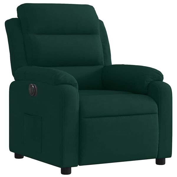 vidaXL Sill&oacute;n reclinable el&eacute;ctrico de terciopelo verde oscuro