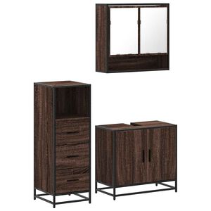 vidaXL Set de muebles ba&ntilde;o 3 pzas madera contrachapada roble marr&oacute;n