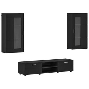 vidaXL Conjunto de mueble de TV con caj&oacute;n FLORIN 3 pcs Negro