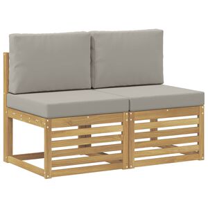 vidaXL 2 Pieza Sof&aacute; intermedio de exterior Madera de Acacia S&oacute;lida