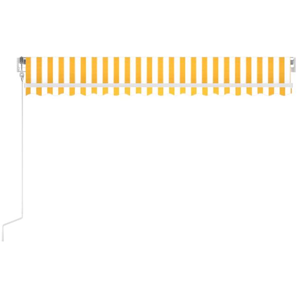 vidaXL Toldo autom&aacute;tico LED sensor de viento amarillo blanco 450x300cm