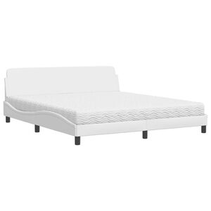 vidaXL Cama con colch&oacute;n Dover cuero sint&eacute;tico blanco 180x200 cm