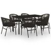 vidaXL Juego de comedor para jard&iacute;n 7 piezas negro
