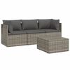 vidaXL Set de muebles de jard&iacute;n 4 pzas y cojines rat&aacute;n sint&eacute;tico gris