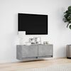 vidaXL Mueble de TV de pared con luces LED gris hormigón 100x31x35 cm