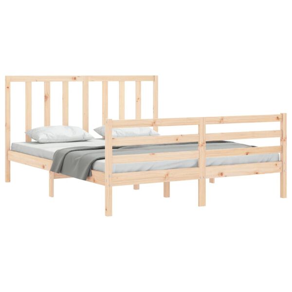 vidaXL Estructura de cama sin colch&oacute;n madera maciza de pino 160x200 cm