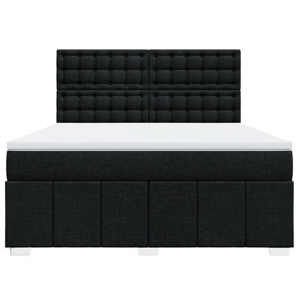 vidaXL Cama box spring con colch&oacute;n tela negro 180x200 cm