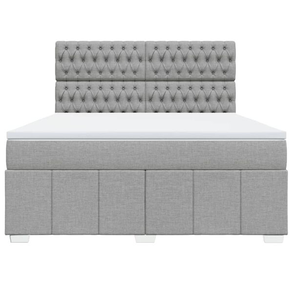 vidaXL Cama box spring con colch&oacute;n tela gris claro 180x200 cm