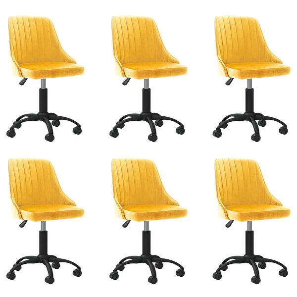 vidaXL Sillas de comedor giratorias 6 uds terciopelo amarillo