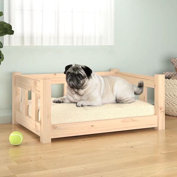 vidaXL Cama para perros madera maciza de pino 65,5x50,5x28 cm
