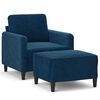 vidaXL Sill&oacute;n con taburete terciopelo azul 60 cm
