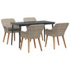 vidaXL Conjunto de Comedor de Jard&iacute;n 5 uds. Gris Claro rat&aacute;n sint&eacute;tico