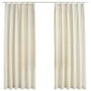 vidaXL Cortinas opacas con ganchos 2 pzas terciopelo crema 140x175 cm