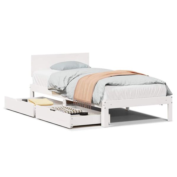 vidaXL Estructura cama con cajones madera maciza pino blanco 100x200cm