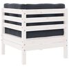 vidaXL Juego de muebles de jardín 3 pzas y cojines blanco madera pino