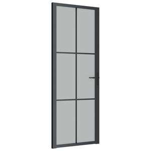 vidaXL Puerta interior de vidrio y aluminio negro mate 76x201,5 cm