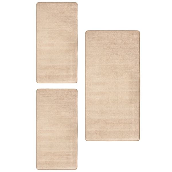 vidaXL Alfombras de dormitorio de pelo largo 3 piezas beige