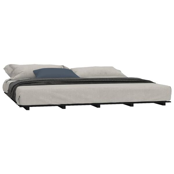vidaXL Estructura de cama madera maciza de pino negro 180x200 cm