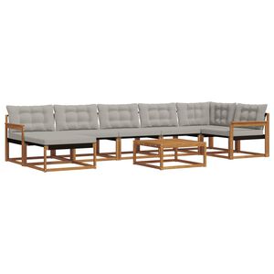 vidaXL Conjunto de sof&aacute;s de exterior 8 pcs Gris Natural y Claro