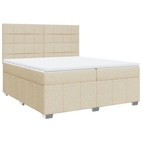 vidaXL Cama box spring con colch&oacute;n tela color crema 200x200 cm