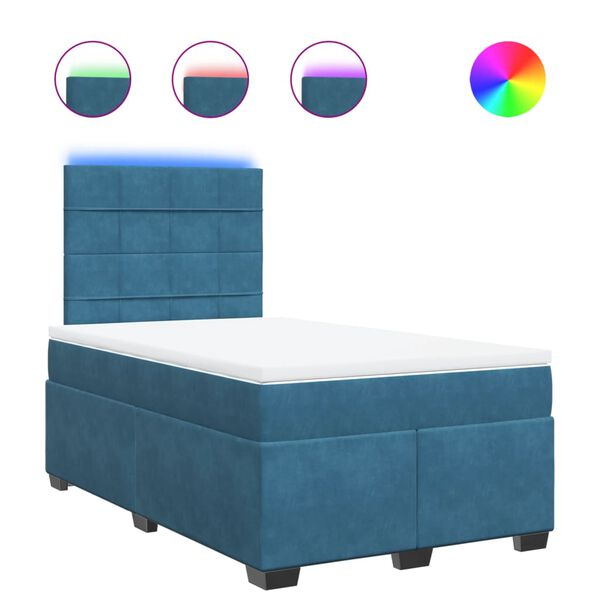 vidaXL Cama box spring con colch&oacute;n terciopelo azul 120x190 cm