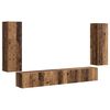 vidaXL Montaje en la pared 4 pcs Madera envejecida