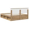 vidaXL Estructura de cama con cabecera Roble Artesanal 160 x 200 cm