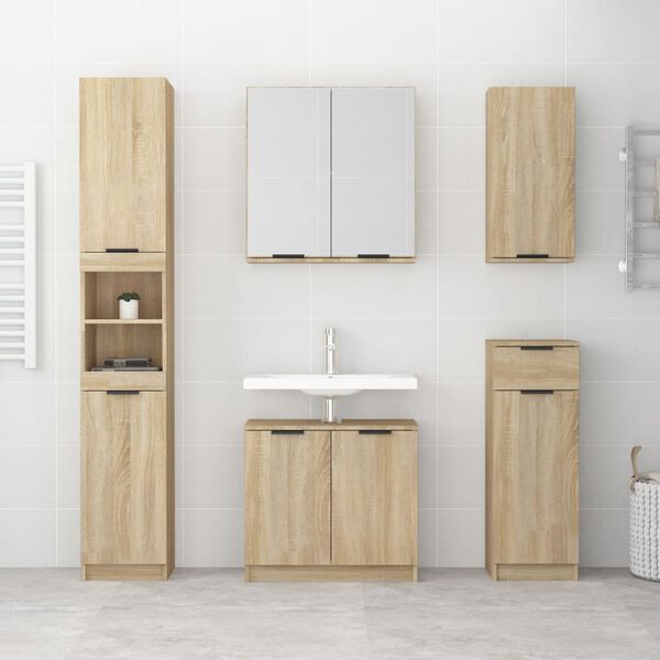 vidaXL Armario de ba&ntilde;o contrachapado roble Sonoma 64,5x33,5x59 cm