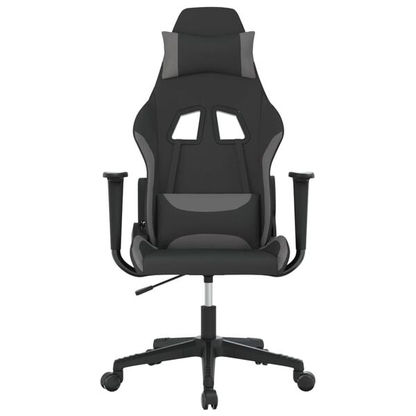 vidaXL Silla gaming de masaje tela negro y gris claro