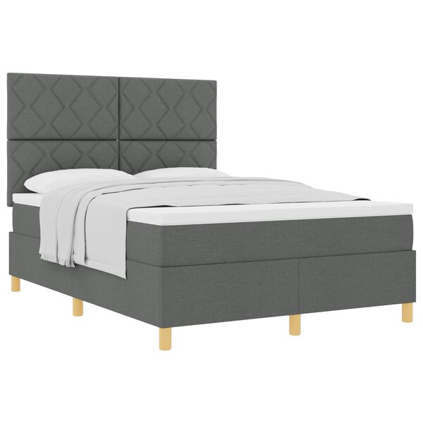 vidaXL Cama tipo Box Spring con colch&oacute;n Gris oscuro 160 x 200 cm tela