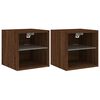 vidaXL Muebles TV de pared luces LED 2 uds roble marr&oacute;n 30x28,5x30 cm