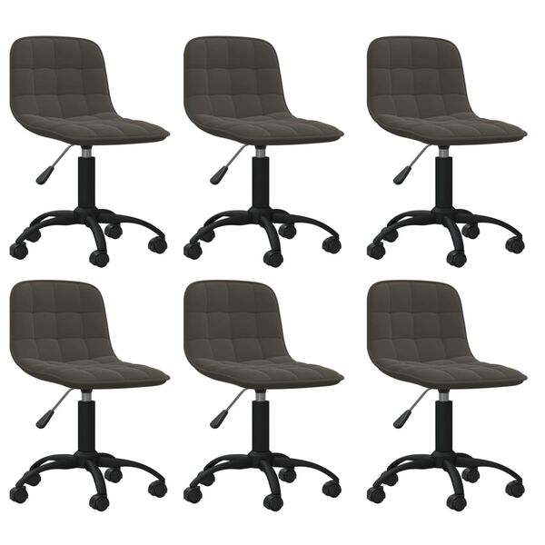 vidaXL Sillas de comedor giratorias 6 unidades terciopelo gris oscuro