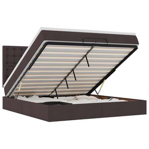 vidaXL Estructura cama otomana colchones tela marr&oacute;n oscuro 200x200cm