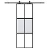 vidaXL Puerta corredera con herrajes negro 76x205 cm vidrio templado