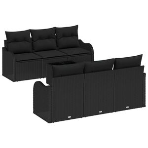 vidaXL Conjunto de sof&aacute; de jard&iacute;n 7 uds. 6 plaza Negro