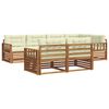 vidaXL Conjunto de sof&aacute;s de exterior con coj&iacute;n 7 pcs Natural y Crema
