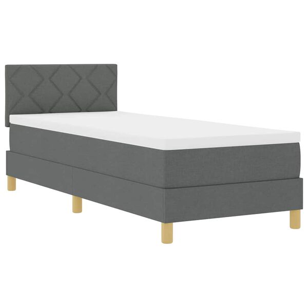 vidaXL Cama Box Spring LED con colchón Gris oscuro 80 x 200 cm tela