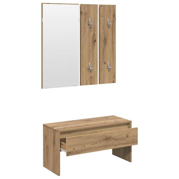 vidaXL Set de muebles recibidor madera contrachapada roble artesanal
