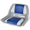vidaXL Asiento de barco respaldo plegable coj&iacute;n azul blanco 48x51x41cm