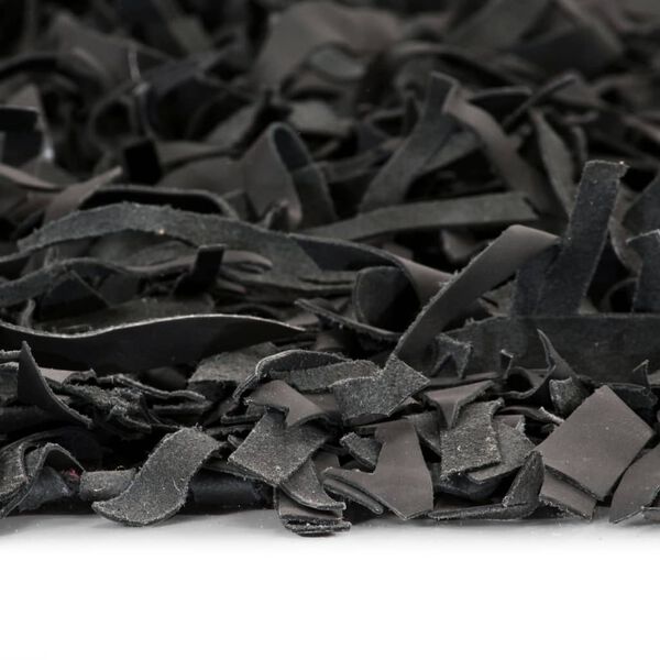 vidaXL Alfombra shaggy peluda de cuero aut&eacute;ntico 80x160 cm gris