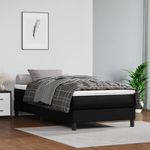 vidaXL Cama box spring con colch&oacute;n cuero sint&eacute;tico negro 90x190 cm